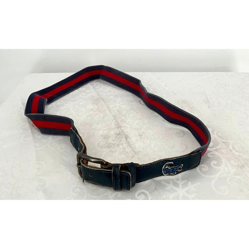 Vintage Lacoste Navy‎ & Red Striped Canvas Belt 36/90